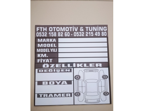Diğerleri, Kategorisi Olmayan Her Şey, Araç Reklam, Araç Levhası, Satılık Oto Levhası Kiralık Oto Levhası