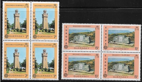 Koleksiyon, Pullar, Guernsey 1978 Damgasız Avrupa Cept Dörtlü Blok Ser