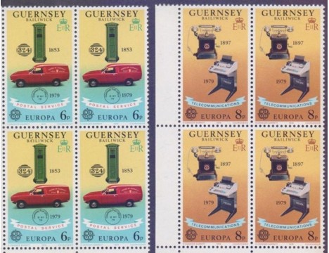 Koleksiyon, Pullar, Guernsey 1979 Damgasız Avrupa Cept Dörtlü Blok Ser