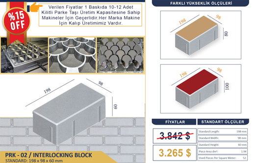 MEGA 2023 Çelik Kalıp İş Makineleri : Beton Parke Taşı Kalıbı