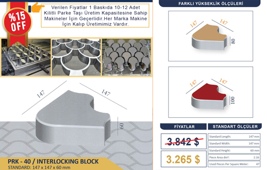 MEGA 2023 Çelik Kalıp İş Makineleri : Beton Parke Taşı Kalıbı