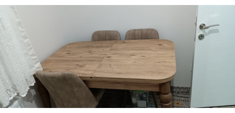 Mobilya, Mutfak Mobilyaları, Açılır Kapanır 8 Kişilik Yemek Masası+4 Sandalye