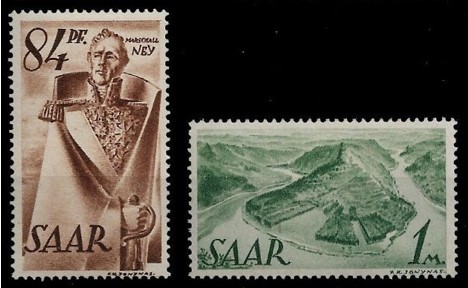 Koleksiyon, Pullar, Almanya (Saar) 1947 Damgasız Marshall Ney ve Saar