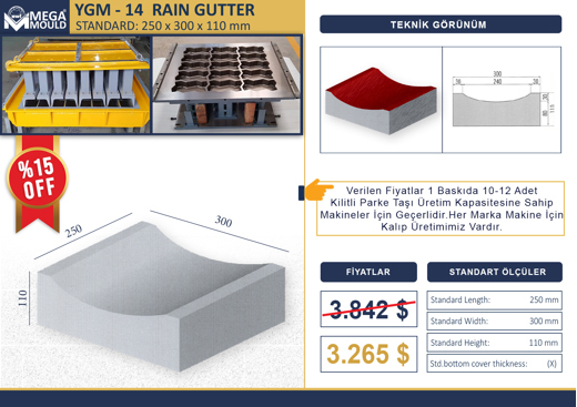 MEGA 2023 İş Makineleri : Beton Bordür-Yağmur Oluğu Kalıbı