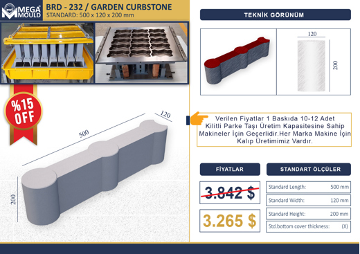 MEGA 2023 İş Makineleri : Beton Bordür-Yağmur Oluğu Kalıbı