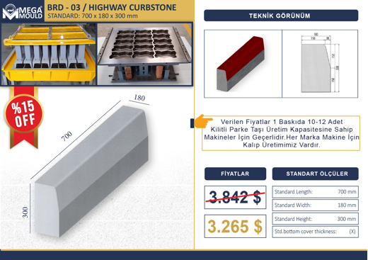 MEGA 2023 İş Makineleri : Beton Bordür-Yağmur Oluğu Kalıbı