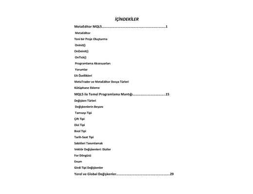 Kitap, Dergi : Metatrader mql5 programlamaya giriş
