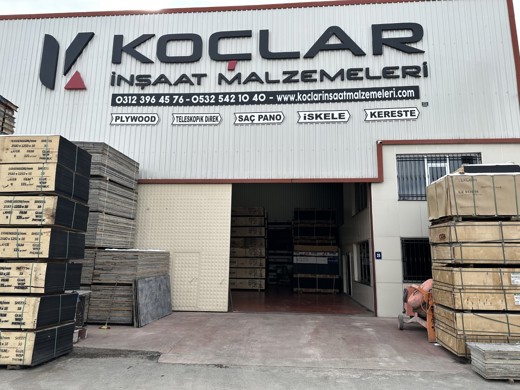 KOÇLAR İNŞAAT MALZEMELERİ İş Makineleri : H20-doka-plywood-teleskopik direk-kereste-saç pano