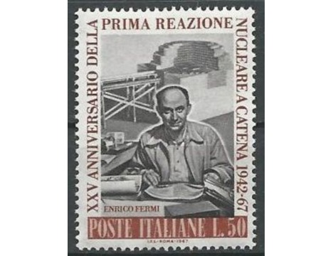 Koleksiyon, Pullar, İtalya 1967 Damgasız İlk Atomik Zincirleme Tepkini