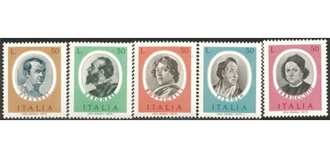 Koleksiyon, Pullar, İtalya 1973 Damgasız Ünlü Sanatçılar Serisi