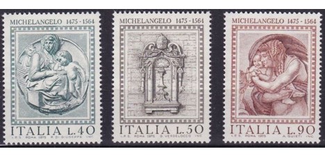 Koleksiyon, Pullar, İtalya 1975 Damgasız Michelangelo’Nun Doğumunun 50