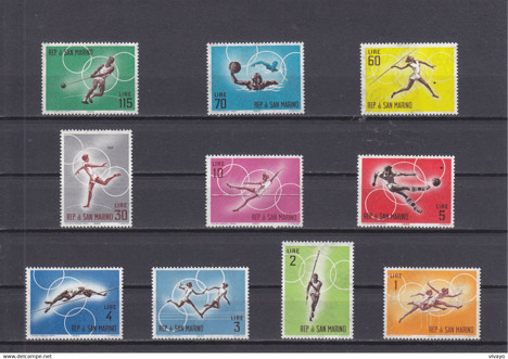 Koleksiyon, Pullar, San Marino 1963 Damgasız Olimpiyat Öncesi Serisi
