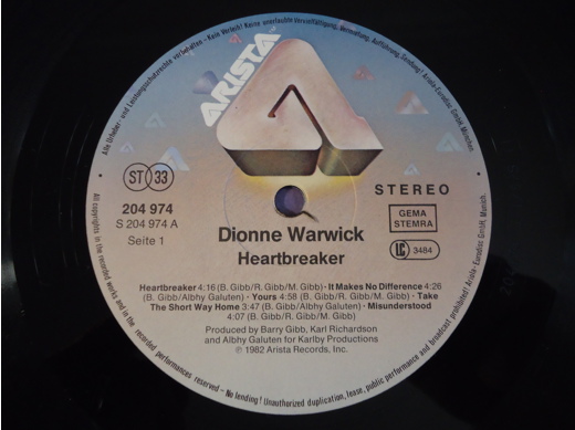 Dionne Warwick Heartbreaker Plak Müzik, Film (Plak,Cd, Dvd) : Dionne Warwick - Heartbreaker Lp Tertemiz