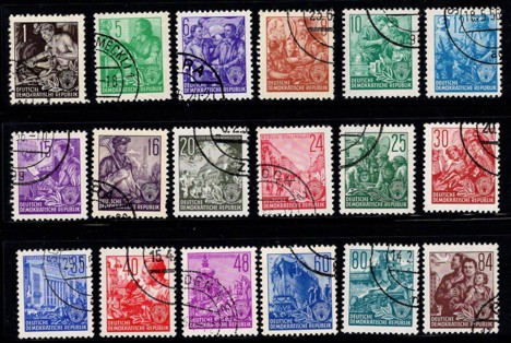 Koleksiyon, Pullar, Almanya (Doğu) 1953-56 Damgalı Sürekli Seri Beş Yı
