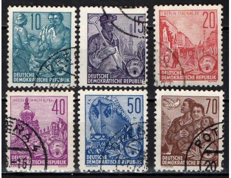 Koleksiyon, Pullar, Almanya (Doğu) 1955 Damgalı Sürekli Seri Beş Yıllı