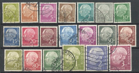 Koleksiyon, Pullar, Almanya (Batı) 1954 Damgalı Prof. Dr. Th. Heuss Se