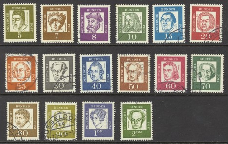 Koleksiyon, Pullar, Almanya (Batı) 1961 Damgalı Ünlü Almanlar (Floresa