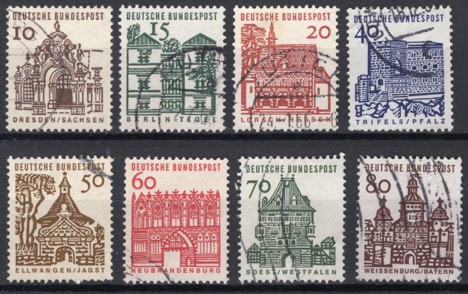 Koleksiyon, Pullar, Almanya (Batı) 1964 Damgalı 12. Yüzyıl Alman Bina