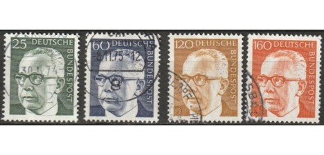 Koleksiyon, Pullar, Almanya (Batı) 1971-72 Damgalı Gustav Heinemann Se