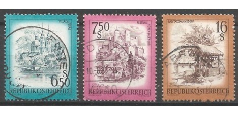 Koleksiyon, Pullar, Avusturya 1977 Damgalı Avusturya Manzaraları Seris