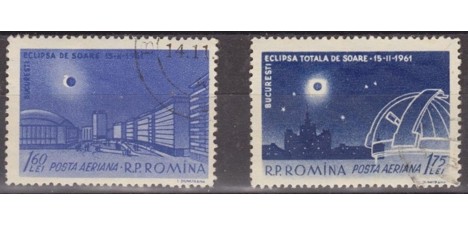 Koleksiyon, Pullar, Romanya 1961 Damgalı Hava Postası Tam Güneş Tutulm