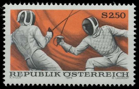 Koleksiyon, Pullar, Avusturya 1974 Damgasız Spor-Eskrim Serisi