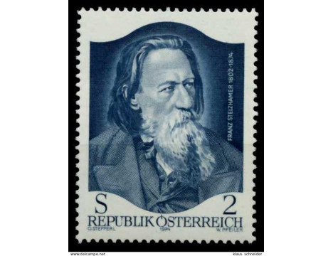 Koleksiyon, Pullar, Avusturya 1974 Damgasız Franz Stelzhamer’İn Ölümün