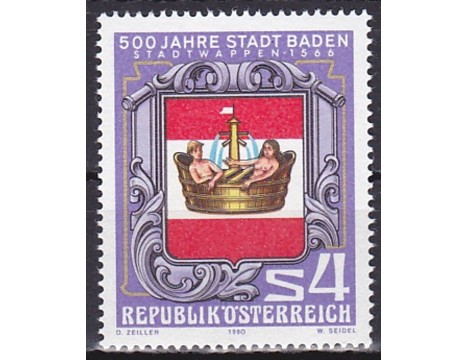Koleksiyon, Pullar, Avusturya 1980 Damgasız Baden Şehri’Nin 500.Yılı S