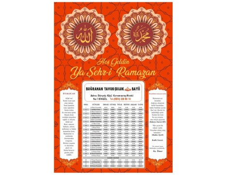 Diğerleri, Kategorisi Olmayan Her Şey, Beylikdüzü Matbaa, İmsakiye İmalatı Firma Reklam Baskılı İmsakiye