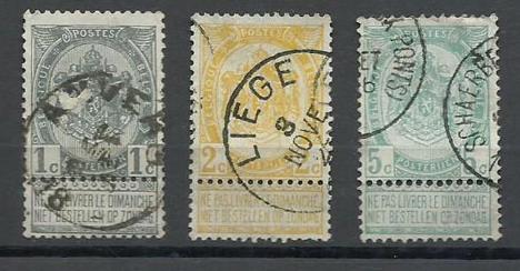 Koleksiyon, Pullar, Belçika 1893 Damgalı Sürekli Devlet Armaları Seris