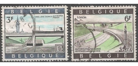 Koleksiyon, Pullar, Belçika 1969 Damgalı Yol İnşaatları Serisi