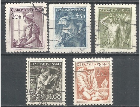 Koleksiyon, Pullar, Çekoslavakya 1954 Damgalı Sürekli Seri 1