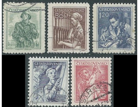 Koleksiyon, Pullar, Çekoslavakya 1954 Damgalı Sürekli Seri 2