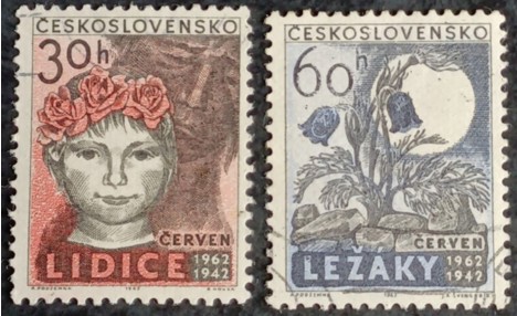 Koleksiyon, Pullar, Çekoslavakya 1962 Damgalı Lidice ve Lezaky’Nin Yok