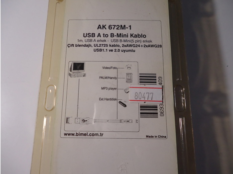 Elektronik Eşya, Diğer Elektronik Eşyalar, Digitus Mini Usb Kablo Ak 672M-1 Kullanılmamış