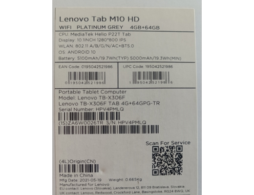 Lenovo lenova m10 HD 2.Nesil tablet  Bilgisayar : KUTUSUNDA ÇİZİKSİZ İLK GELEN ALIR PIYASANIN ALTNDA