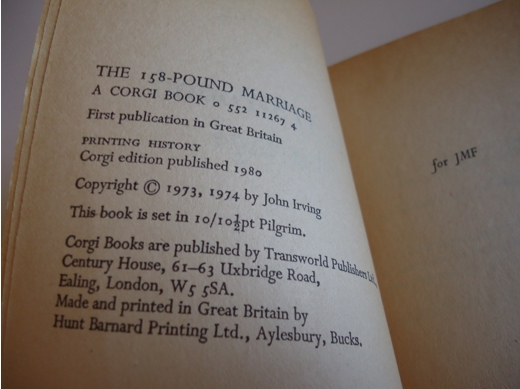 The 158 Pound Marriage John Irving Roman Kitap, Dergi : John Irving - The 158 Round Marriage Temiz