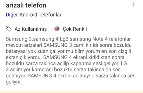 Cep Telefonu, Lg, Bozuk Telefon