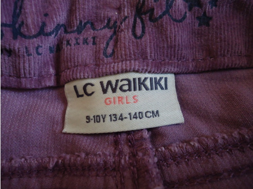 LC Waikiki 9 yaş Kadife Pantolon Giyim Eşyası : Lc Waikiki Kadife Pantolon Mor 9-10 Yaş Tertemiz