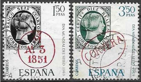 Koleksiyon, Pullar, İspanya 1969 Damgalı Pul Günü Serisi