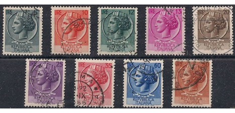 Koleksiyon, Pullar, İtalya 1953 Damgalı Syracusean Paraları Sürekli S