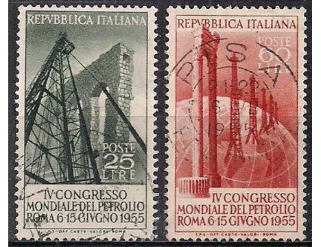 Koleksiyon, Pullar, İtalya 1955 Damgalı Roma 4.Dünya Petrol Kongresi S