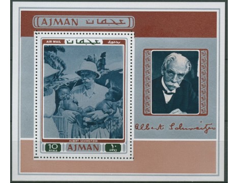 Koleksiyon, Pullar, Ajman 1971 Damgasız Albert Schweitzer Hatırası Blo