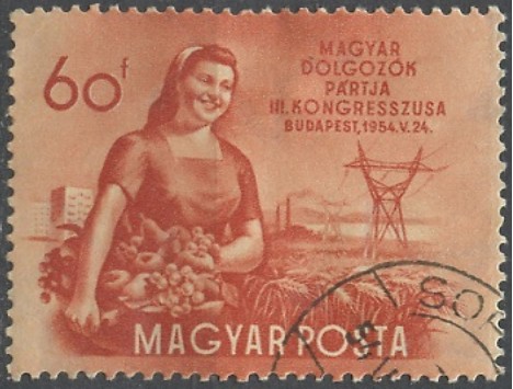 Koleksiyon, Pullar, Macaristan 1954 Damgalı Macar İşiçi Partisi’Nin 3.