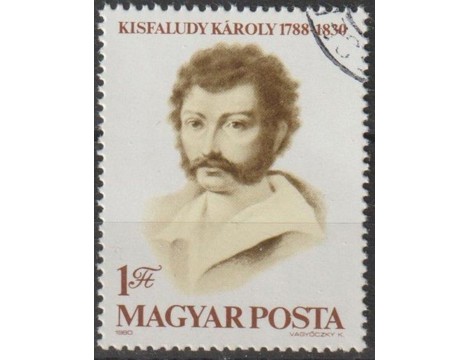 Koleksiyon, Pullar, Macaristan 1980 Damgalı Karoly Kiswfaludy’İnin Doğ