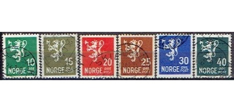 Koleksiyon, Pullar, Norveç 1940-1941 Damgalı Ulusal Armalar Sürekli Se