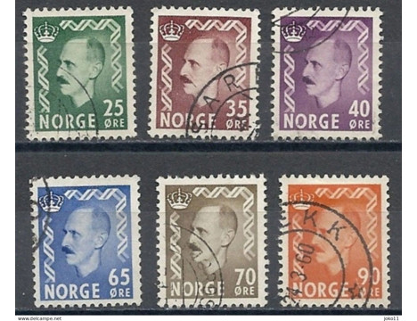 Koleksiyon, Pullar, Norveç 1955-56 Damgalı Kral Haakon Vıı Sürekli Ser