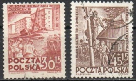 Koleksiyon, Pullar, Polonya 1952 Damgalı 6. Yıllık Plan Serisi