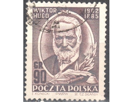 Koleksiyon, Pullar, Polonya 1952 Damgalı Victor Hugo’Nun Dopumunun 150