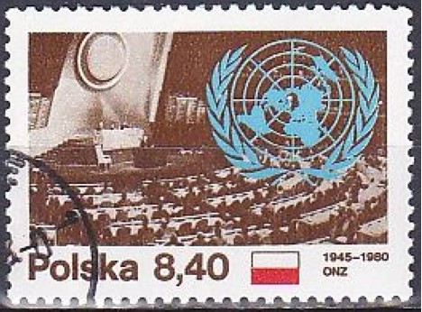 Koleksiyon, Pullar, Polonya 1980 Damgalı Birleşmiş Milletler’İn 35.Yıl